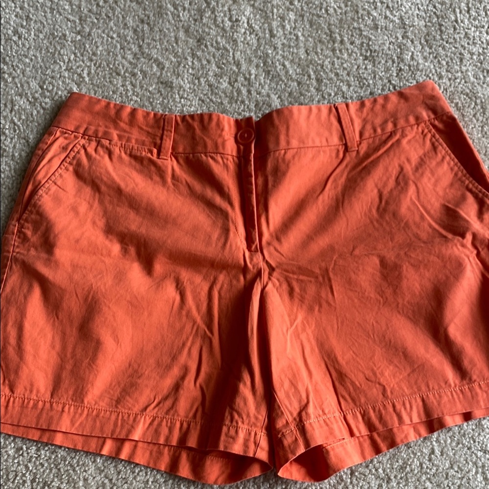 LOFT Orange Shorts Casual Cotton Blend